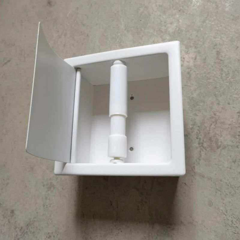 White Recessed Toilet Paper Holder SUS304 Bathroom Tissue Box