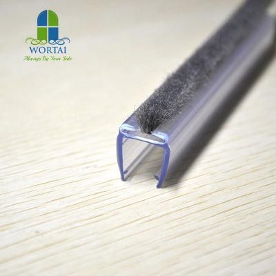 Plastic Seal Strip with Wool Pile Brush Wether Strip for Shower Glass Door