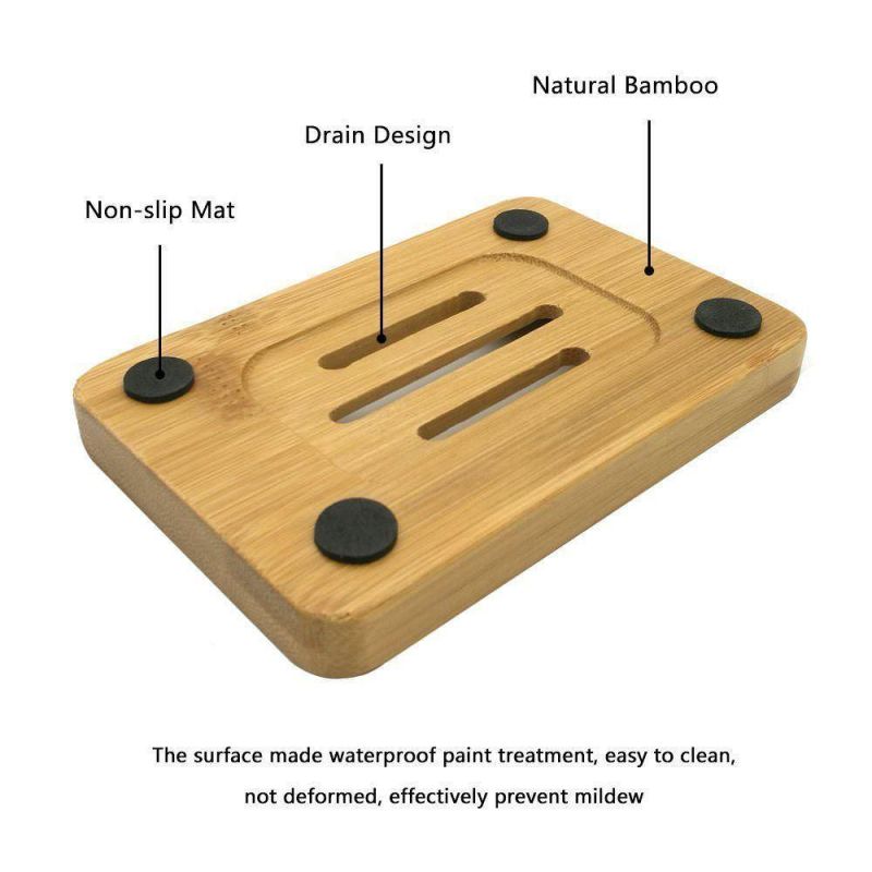 Natural Bamboo Wooden Shower Soap Dish Shower Case Holder