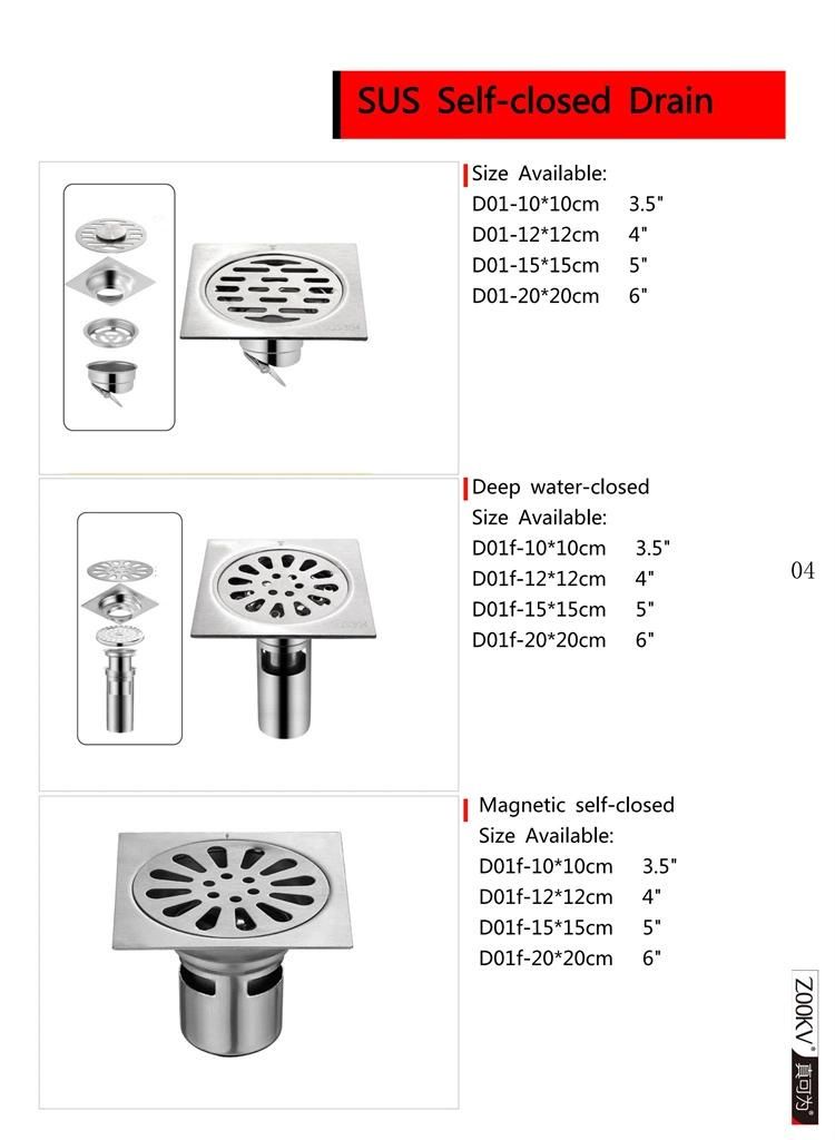 SS304 Sanitary Ware Drainer Cover Plug Concrete Strainer Grate Trap Square Shower Black Gold Bathroom Linear Long Stainless Steel Floor Drain