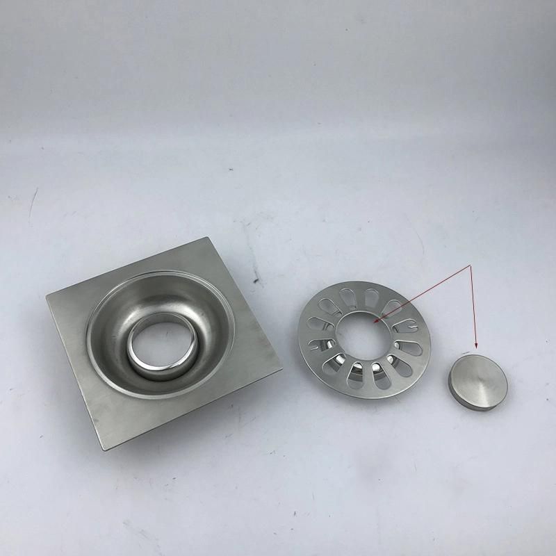 Toilet 3mm Thickness Square Stainless Steel Floor Drain Cover with Buckle Engineering Single and Double Water Seal Odorless Floor Drain
