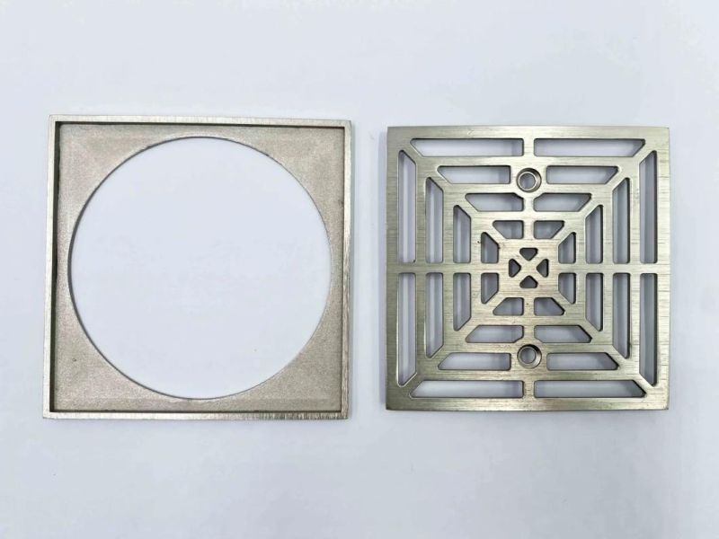 Zinc Alloy Nickel Brushed 4" Square Shower Drain