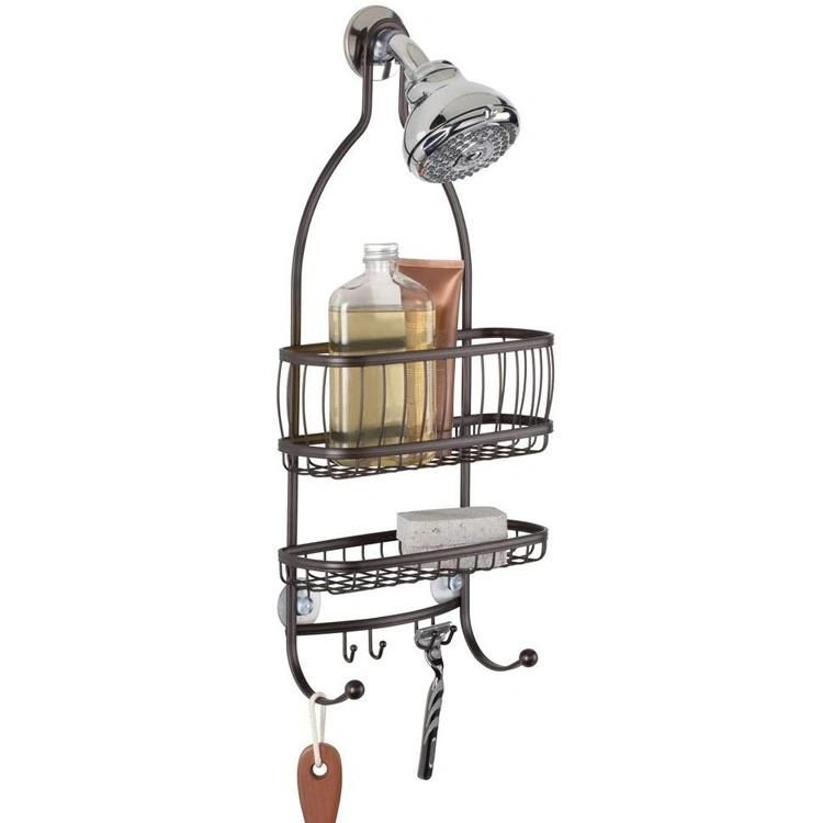 Dual Tier Metal Bathroom Shower Caddy Shelves