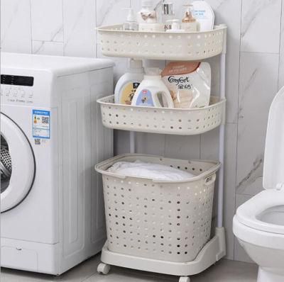 New Product PP Plastic Multilayer Wheeled Laundry Basket Household Storage Rack