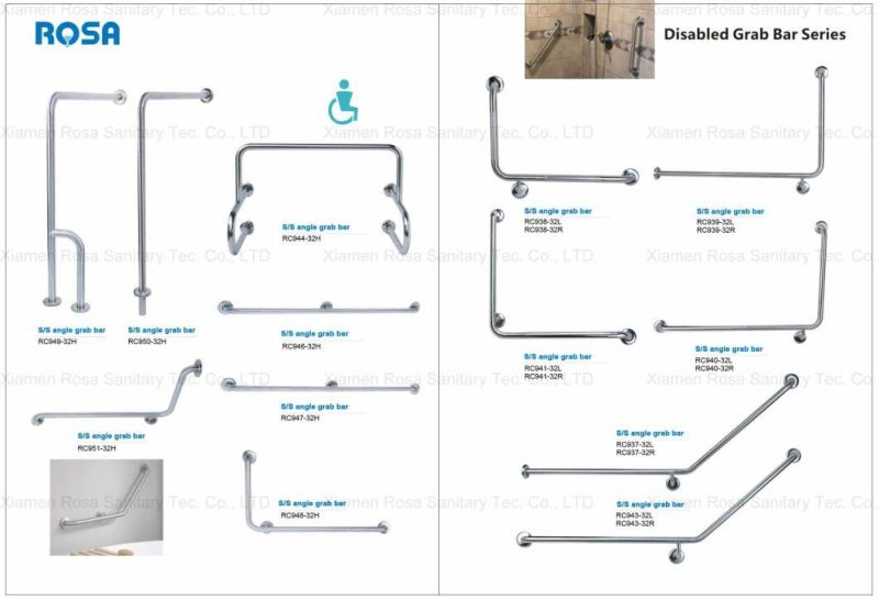 Wall Mounted Stainless Steel Customized Size Grab Bar for Disabled with Chrome Wooden Color White Black ORB