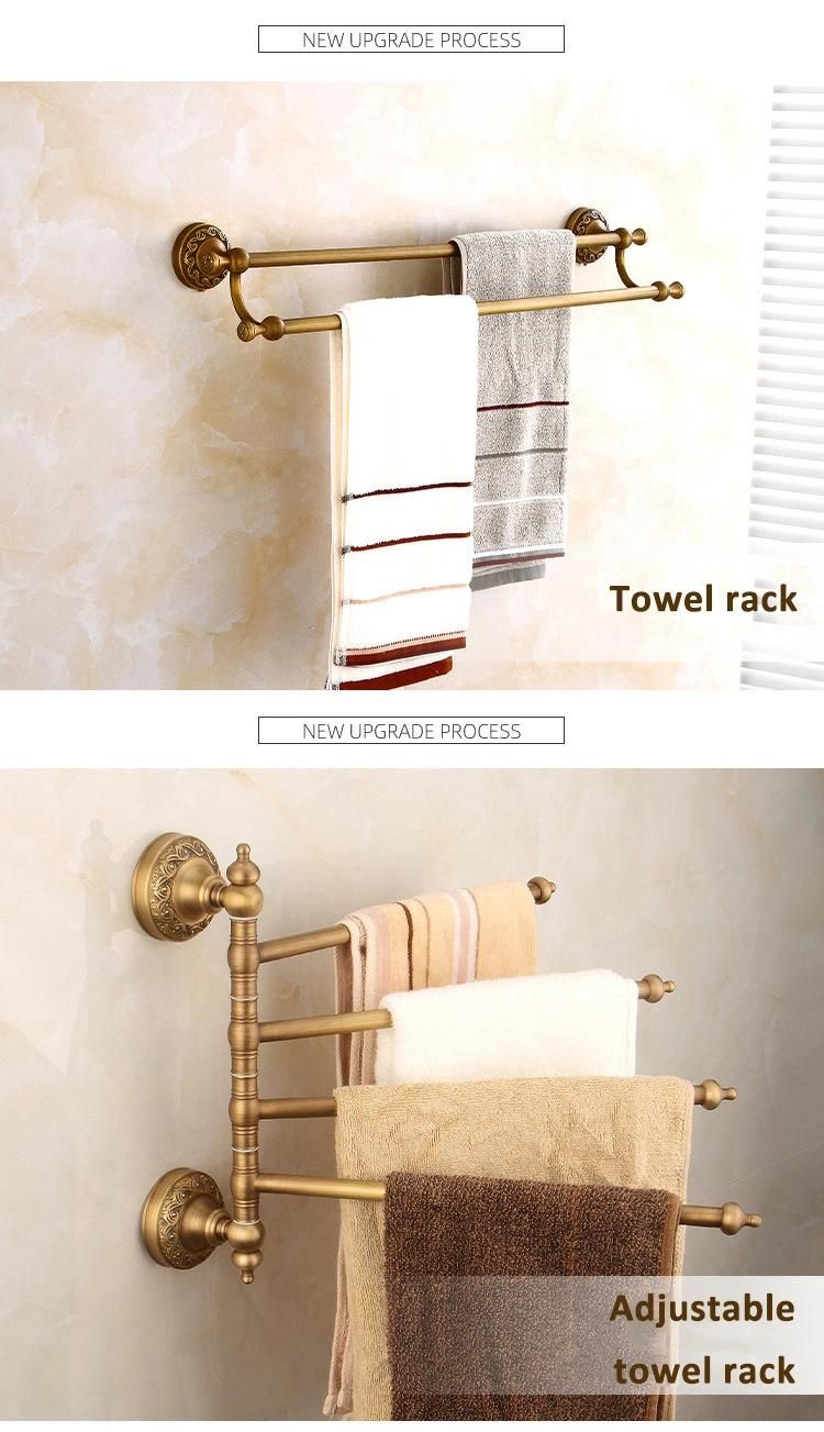 European Design Double Tiers Antique Brass Towel Rack Wall Mounted