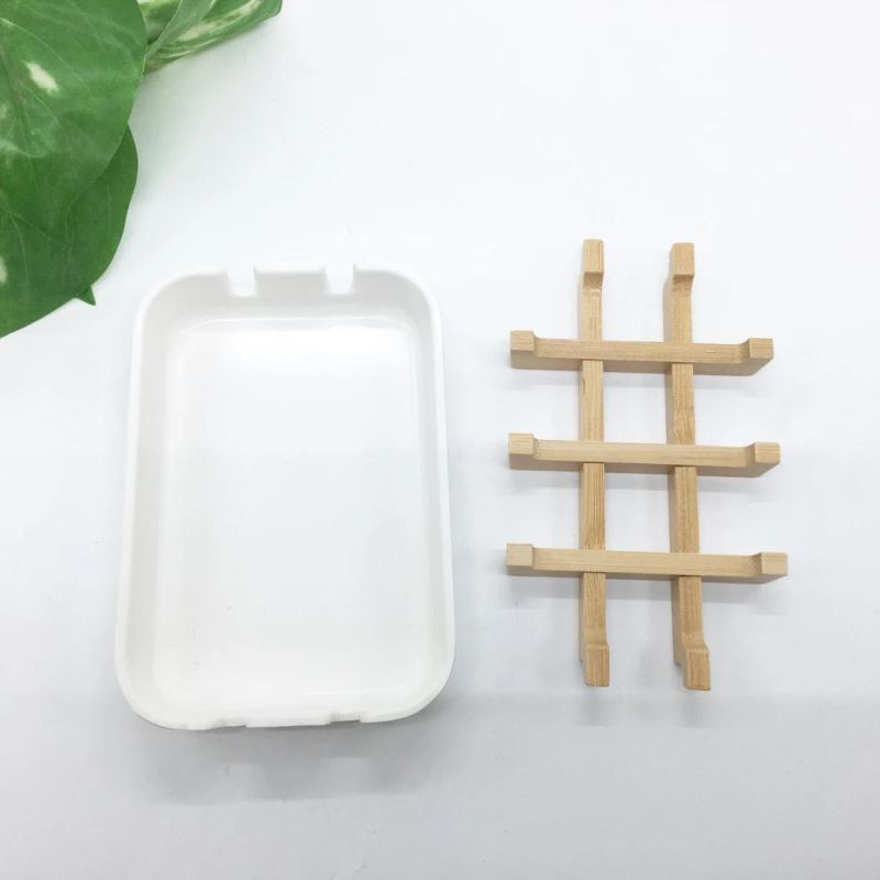 Bamboo Fiber with Draining Bamboo Soap Dishes Holder