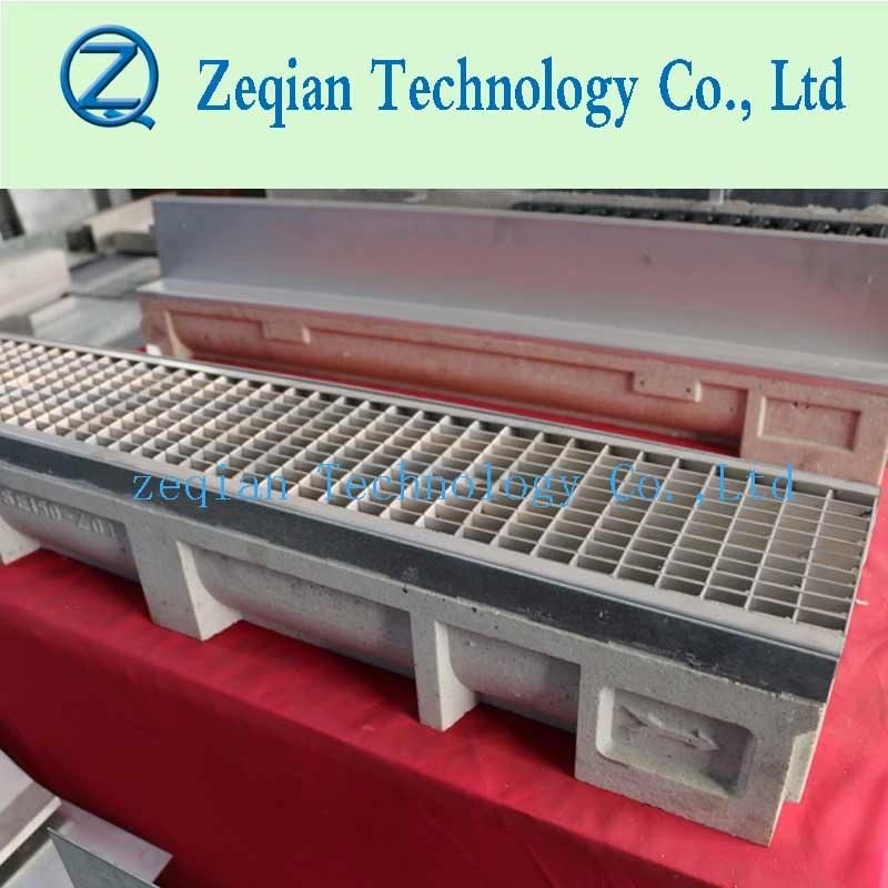 High Strength Polymer Concrete Trench Drain with Metal Grating Cover