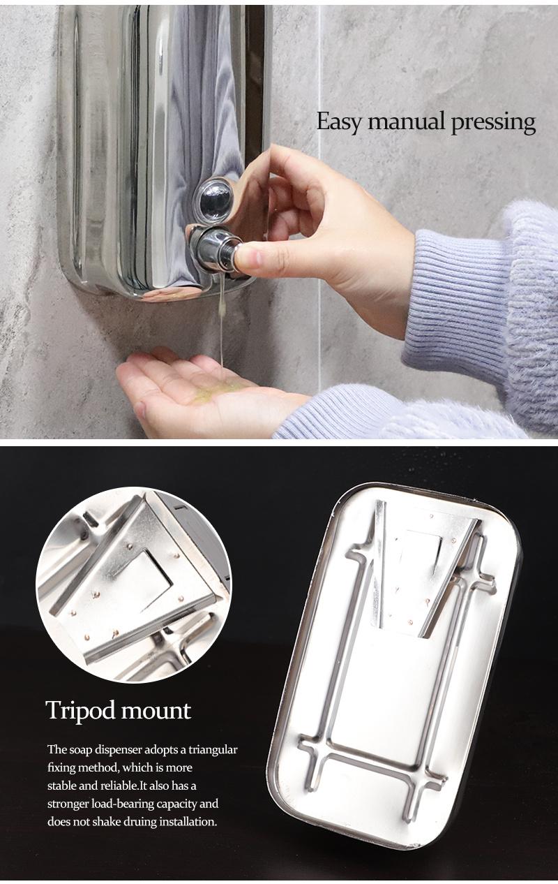 304 Stainless Steel 500/800/1000ml Bathroom Customizable Portable Installation Soap Dispenser