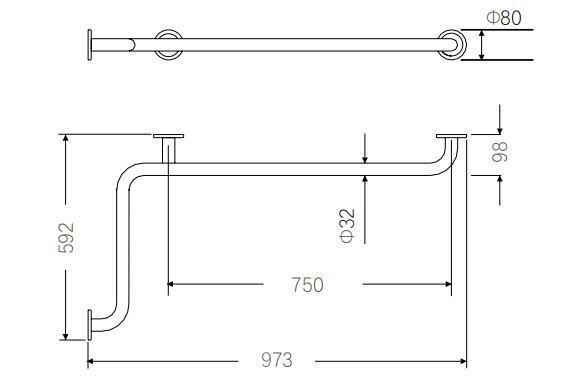 Bnh-19022 Stainless Steel Wall to Wall Grab Bar Safety Handrail