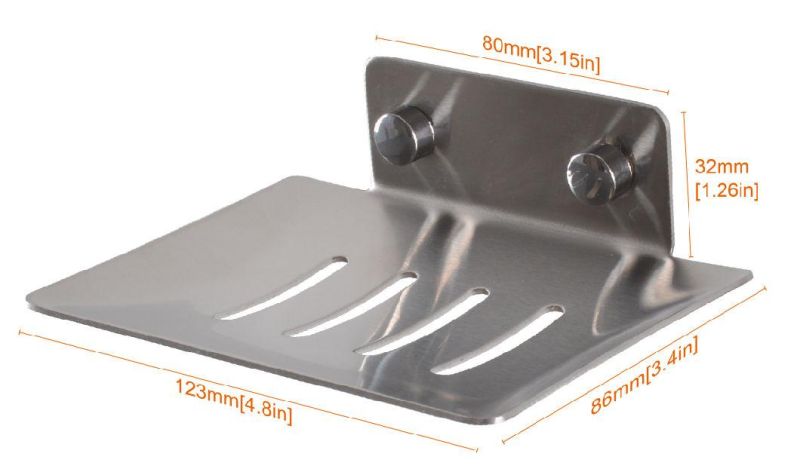 Stainless Steel Wall Mounted Rustproof Bathroom Dishes Soap Tray Rack Hanging Soap Dish Holder