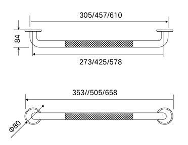 304 Stainless Steel Anti Slip Safety Handrail for Hospital Safety Grab Bar for Disabled Accessible Toilet