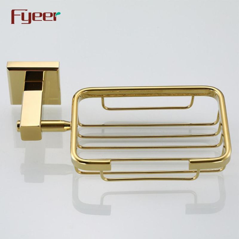 Fyeer Bathroom Accessory Golden Brass Soap Holder