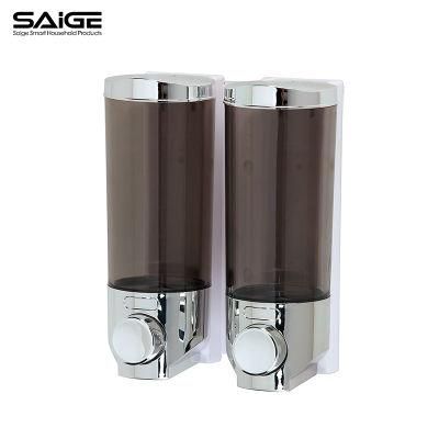 Saige Black 350ml*2 Wall Mounted Manual Plastic Liquid Soap Dispenser