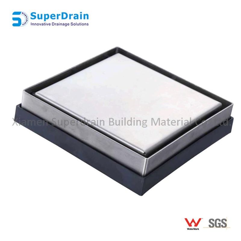 Dual-Use Square Inserted Tile or Metal Look Bathroom Floor Waste