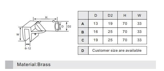 Brass Tube to Glass Fixed Panel Shower Connector for Glass Fitting with Movable Function and Glass Clamp