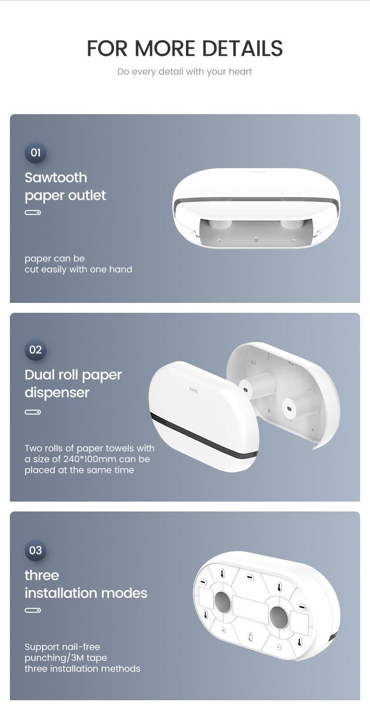 Saige Wall Mounted High Quality Plastic Double Toilet Paper Dispenser