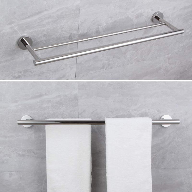 Stainless Steel 304 Big Round Base Double Towel Bar