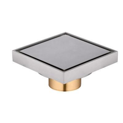 Brass Square Shower Floor Drain with Tile Insert Grate