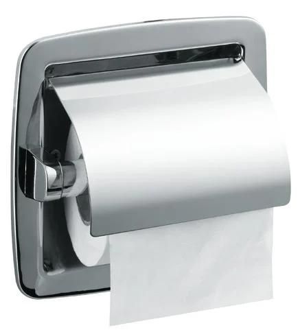 Bathroom Accessories 304 Stainless Steel Horizontal Single Roll Toilet Paper Holder with Cover Polished