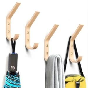 J Shape Wooden Clothes Coat Hanger Hooks