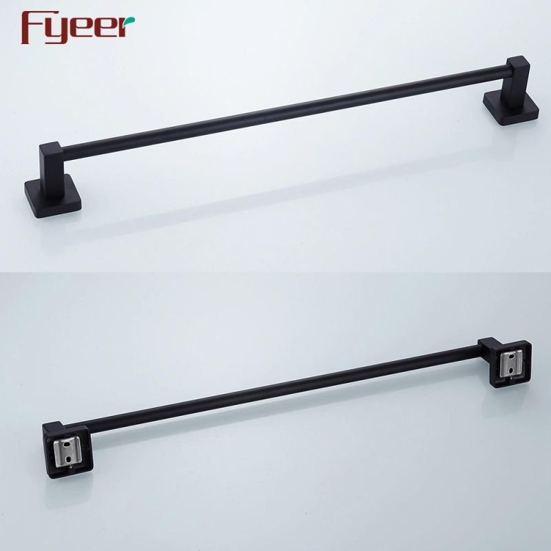 Fyeer Bathroom Accessory Aluminum Matt Black Single Towel Bar