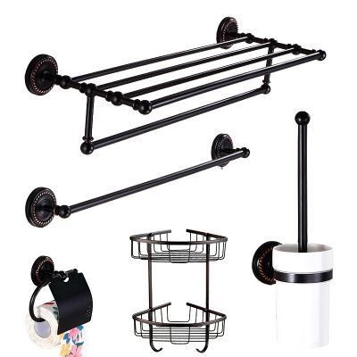 Antique Black Bath Wall Mounted Towel Bar Single Double Tiers Towel Shelf Holder