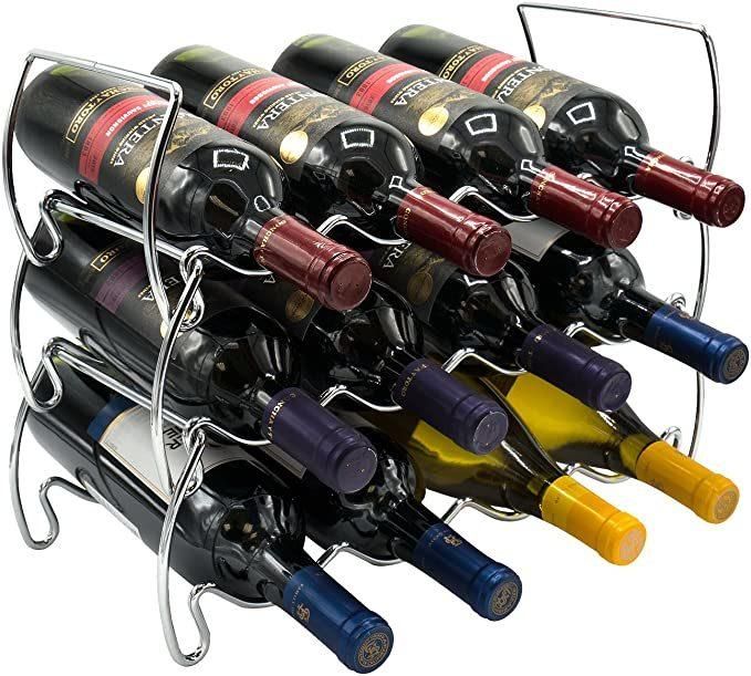 Wine Rack for Kitchen Organization and Storage, Under Cabinet Organizer for 5 Liquor or Wine Bottles, Metal Black