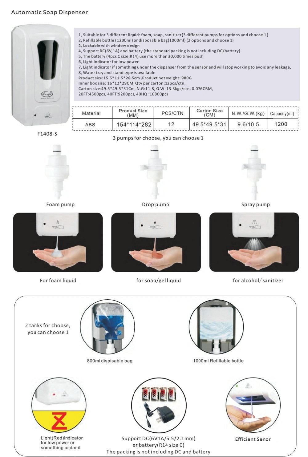 Wall Mount Automatic Plastic Foam Liquid Touchless Soap Dispenser Public Place Lockable Refillable Automatic Sensor Spray Soap Dispenser