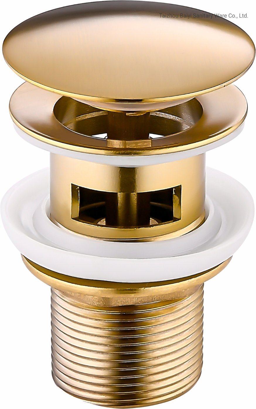Golden Plating Brass Wash Basin Slotted Waste with Over Flow