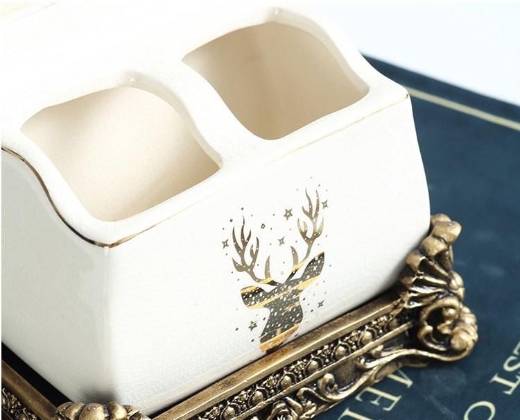 Ceramic Tissue Box Ceramic Toothbrush Cartridge Bathroom Set Home Decoration Ceramics