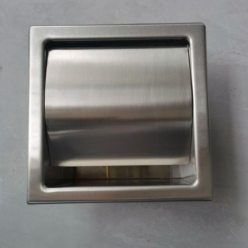 Recessed Toilet Paper Holder with Cover 304 Stainless Steel Material for Hotel and Home Use