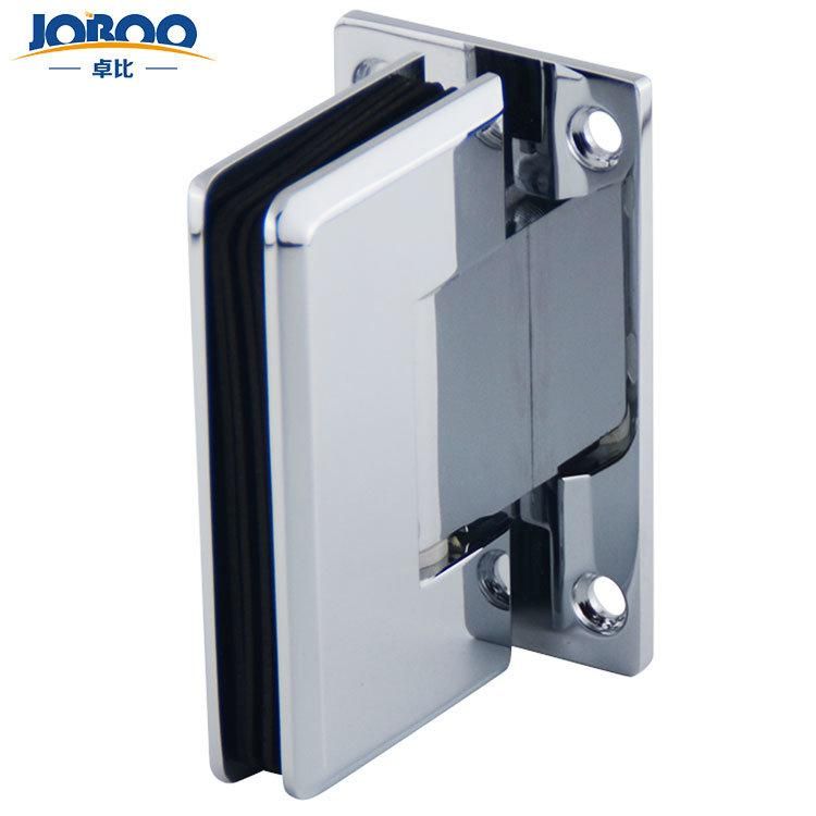 Bathroom Fittings Adjustable Wall to Glass 90 Degree Solid Brass Polish Chrome Phlishing Glass Shower Hinges Connector Joboo Zb511