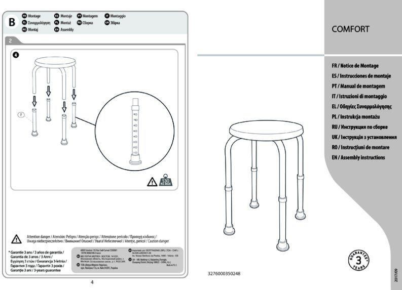 Aluminum Adjustable Bath Stool Shower Seat for Old Disabled People