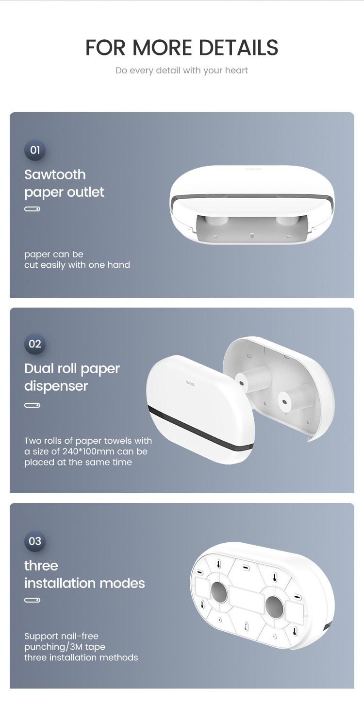 Saige Wall Mounted High Quality ABS Plastic Jumbo Double Toilet Paper Holder