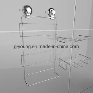 Suction Cup Stainless Steel Dual Tier Bathroom Shelf