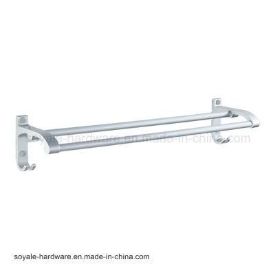 Aluminum Material Wall-Mounted Double Towel Bar with 2 Hooks (SY- 21648)