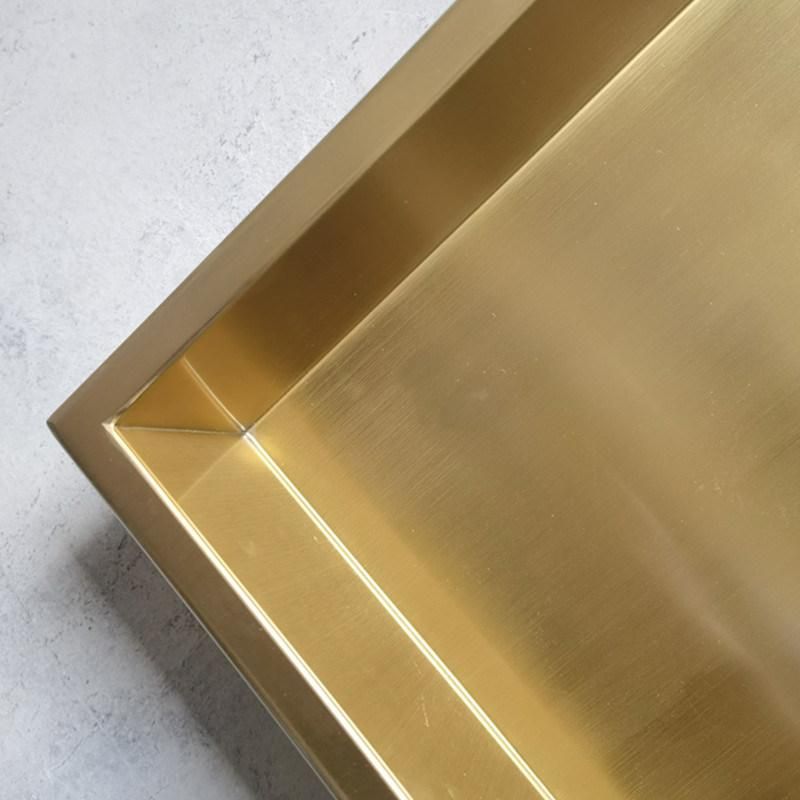 PVD Brushed Gold Shower Niche Rectangular 304 Stainless Steel Bathroom Shower Shelf