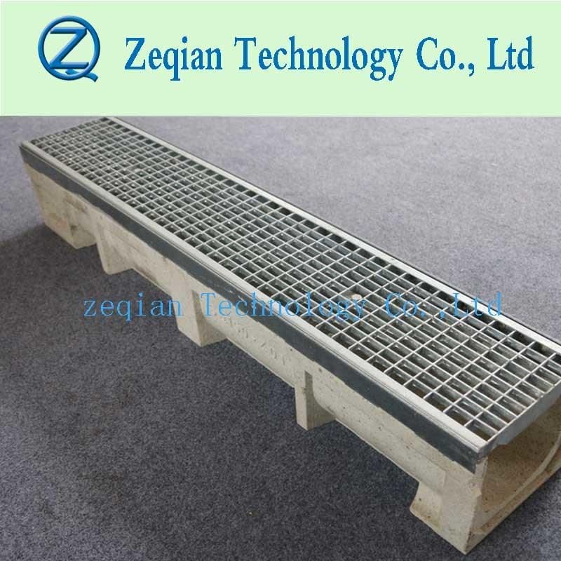 Polymer Channel Drain with Stainless Steel Grating, Shower Drain