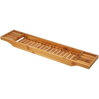 Simple Style Boat-Shaped Bamboo Wood Bathcaddy Bamboo Bathtub Tray