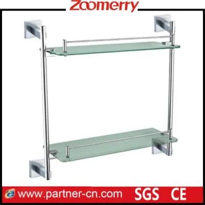 Tempered Glass Bathroom Shelf Wall Mounted Double Towel Rack