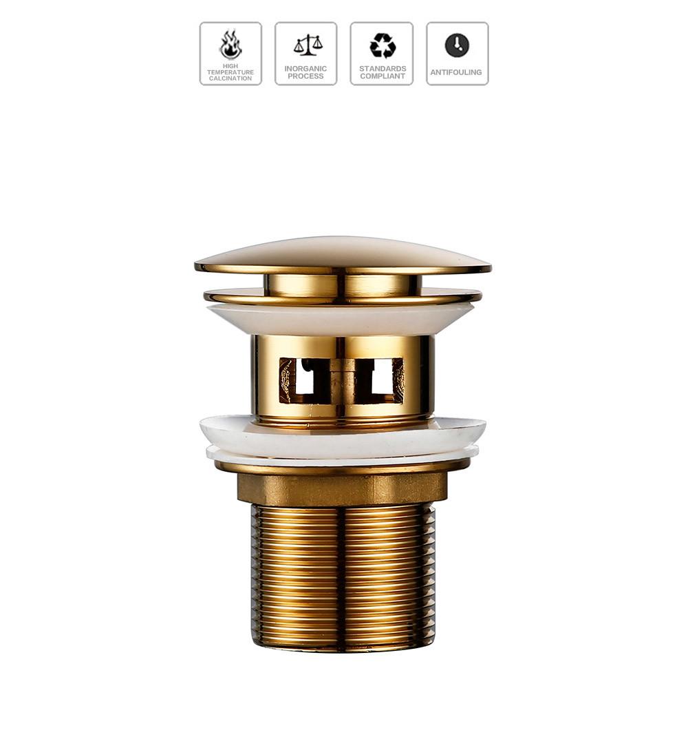 Bathroom Brass Wire Strainer Polished Gold Pop up Sink Strainer Without Overflow