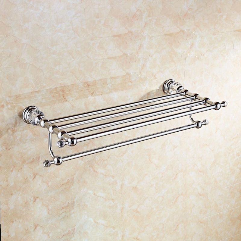 Modern Wall Mounted Towel Shelf Towel Bar for Bathroom Chrome Plating Zinc Alloy + SS201
