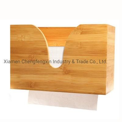 Wall Mount 100% Bamboo Hanging Paper Towel Dispenser for Kitchen &amp; Bathroom Using