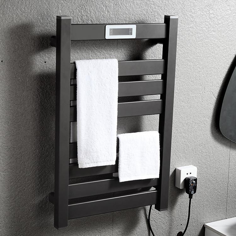 Kaiiy Bathroom Accessories Aluminium Black Wall Mount Electric Heated Bath Towel Rack