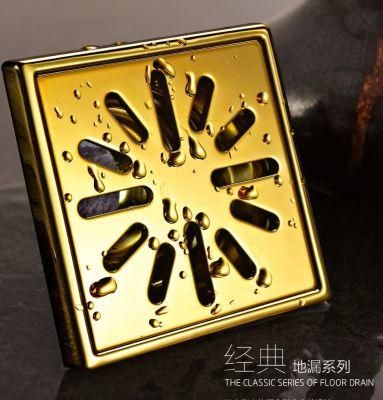 High Quality Stainless Steel 304 Material Floor Drain with PVD Gold Color