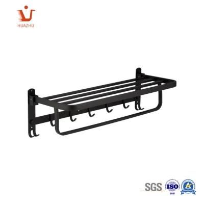 Modern Wall Mounted Towel Shelf Towel Bar for Bathroom Black Series