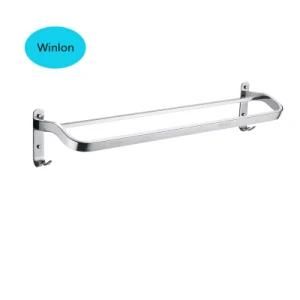 Factory Price Bathroom Accessories Wall Mounted Double Towel Bar Chrome Finished Aluminum Towel Rack for Bathroom