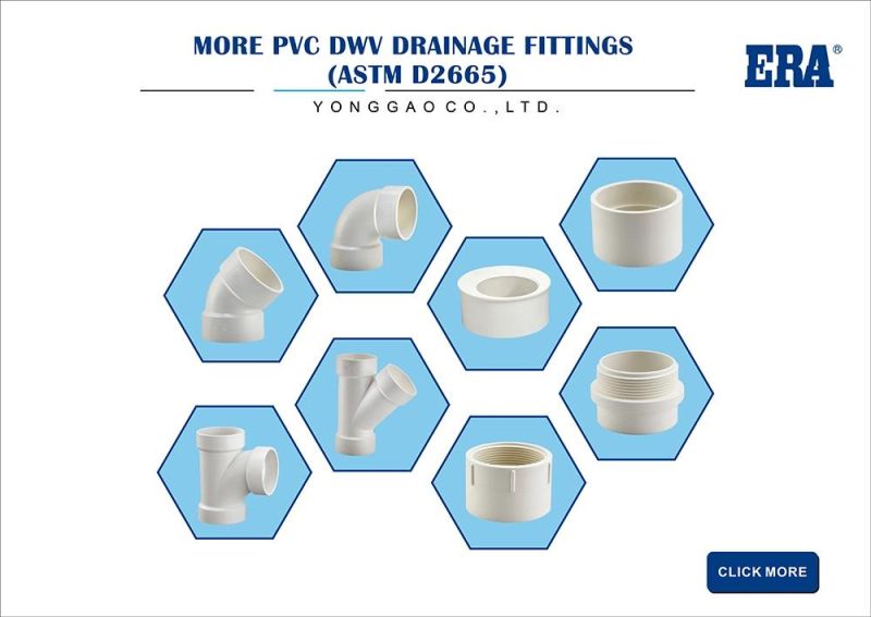 Era ASTM D2665 UPVC PVC Drainage Fittings 45 90 Degree Elbow with NSF Certificate