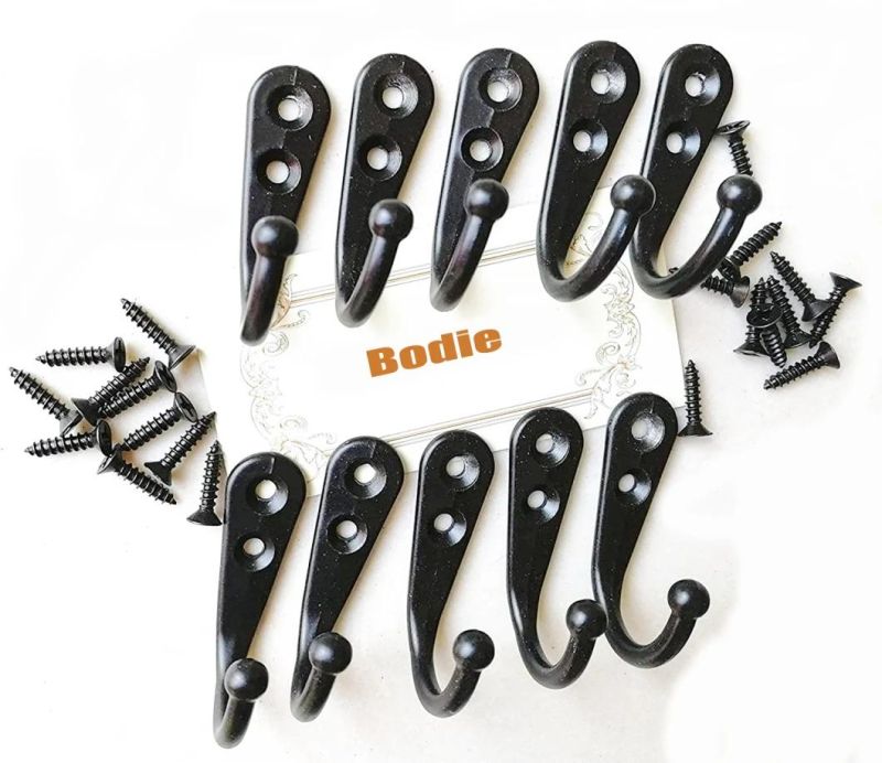 Towel Hooks Coat Hooks Black Wall Hooks for Hanging Coat Scarf, Bag, Towel, Key, Cap, Cup, Hat